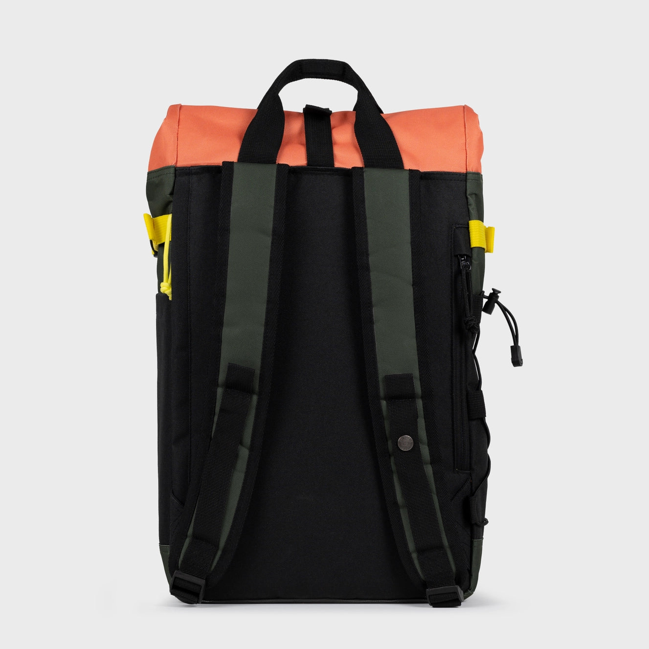 Rolltop Rucksack Khaki und Orange