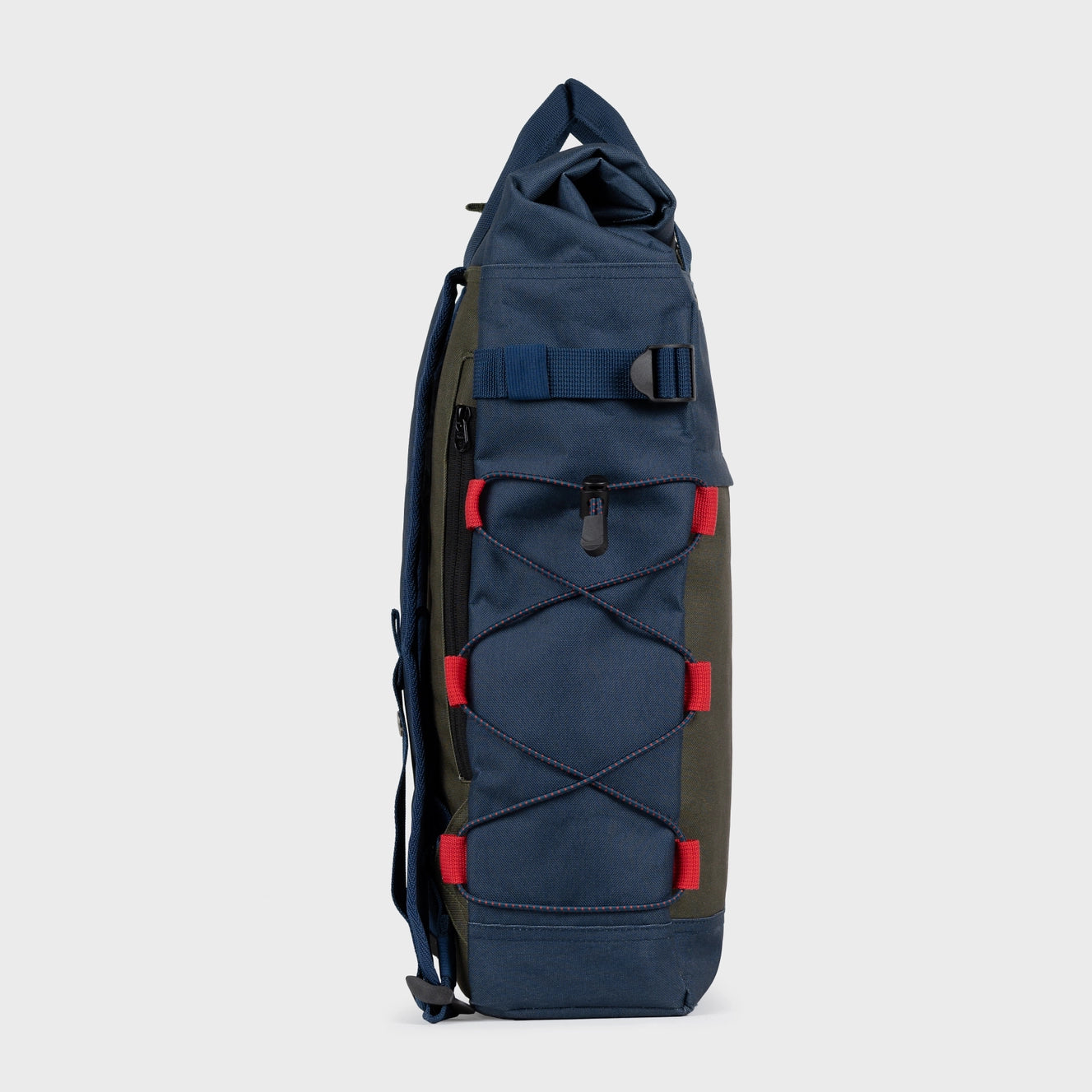 Rolltop Rucksack Marineblau und Khaki