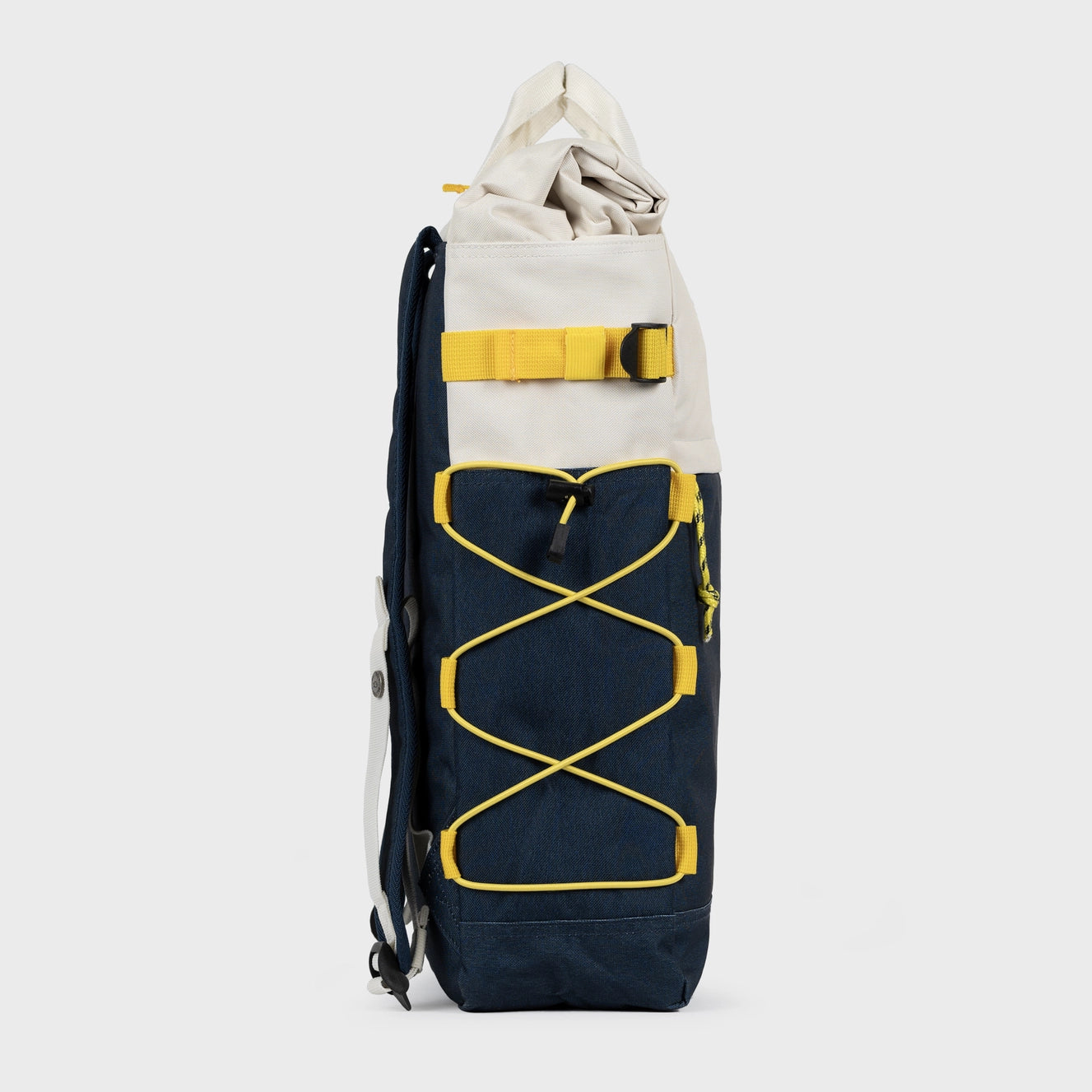 Rolltop Rucksack Elfenbein und Marineblau