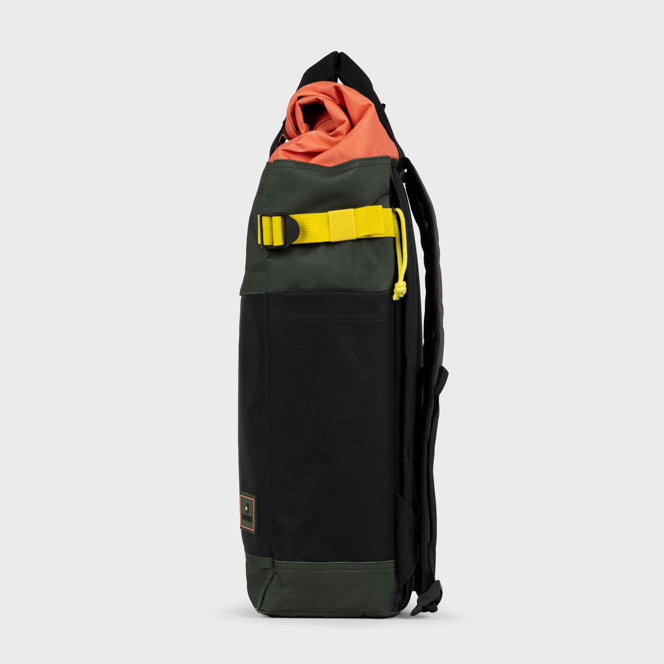 Rolltop Rucksack Khaki und Orange